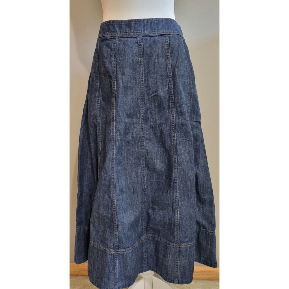 Talbots Denim A-Line Flare Midi Skirt